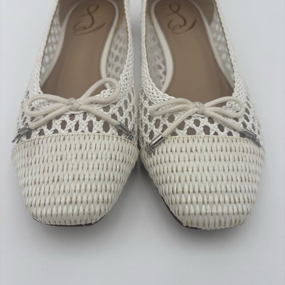 Sam Edelman May Woven Ballet Flats Bright White Womens Size 8.5 Summer Beach - Picture 6 of 9